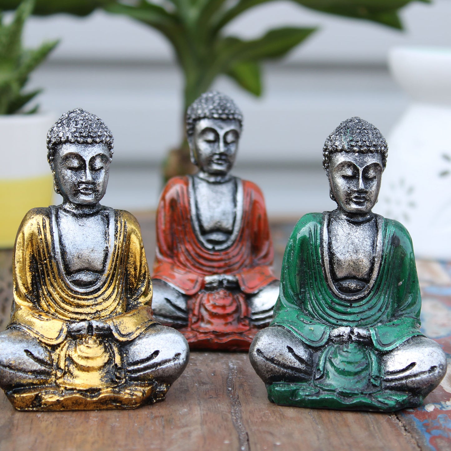 Silver Mini Buddha - 6 Pack (Assorted Colours)