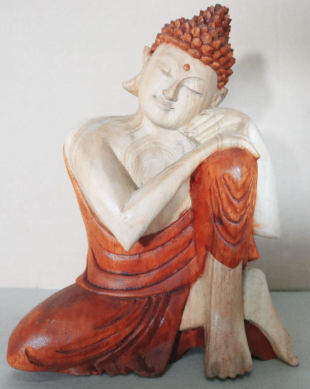 Hand Carved Buddha Statue - 30cm Thinking