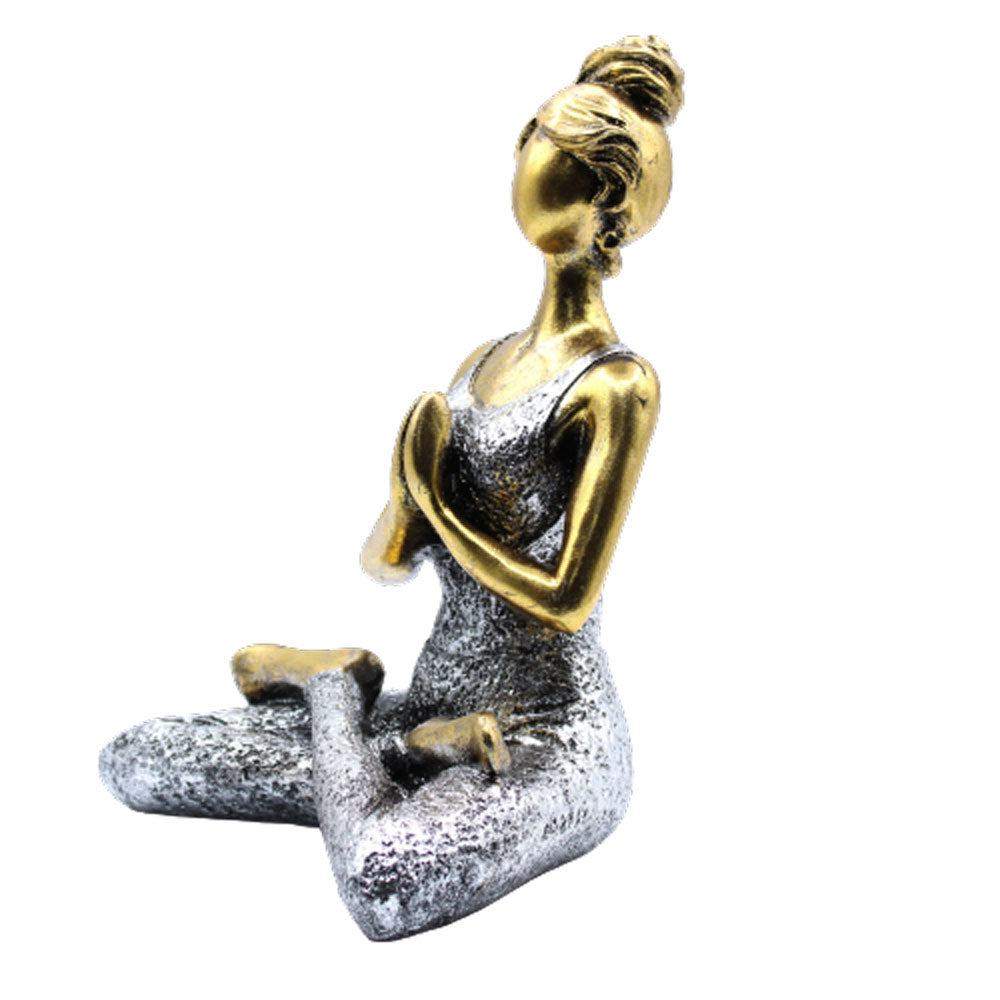 Yoga Lady Figure -  Bronze & Silver 24cm