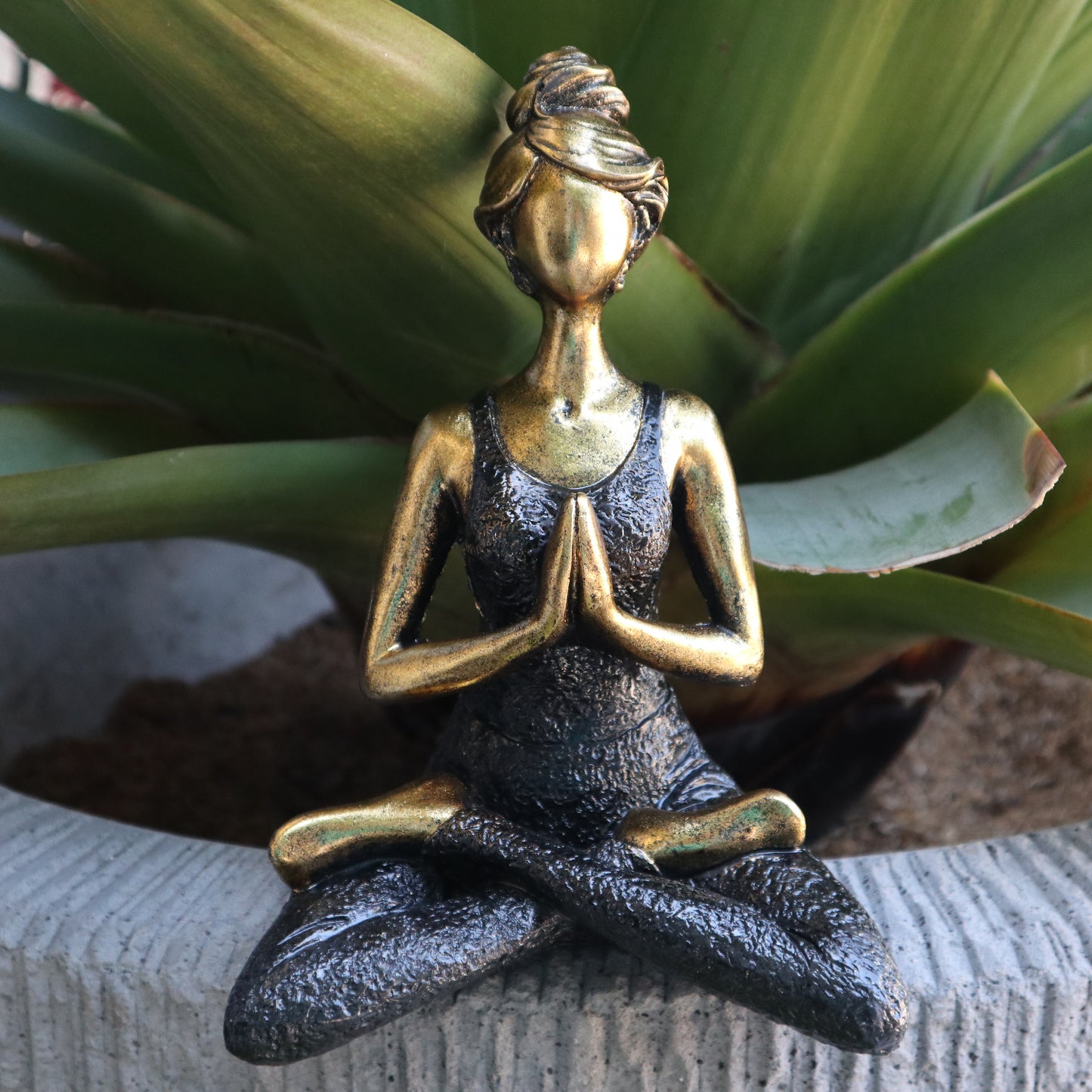 Yoga Lady Figure -  Bronze & Silver 24cm