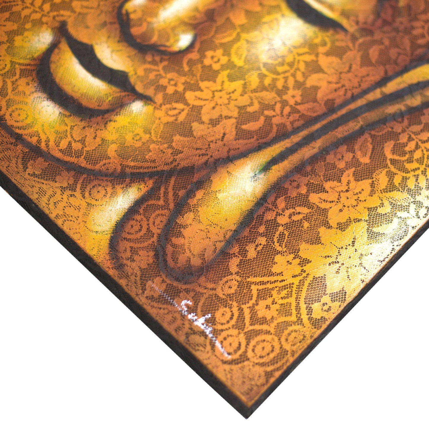 Buddah Painting - Gold Brocade Detail