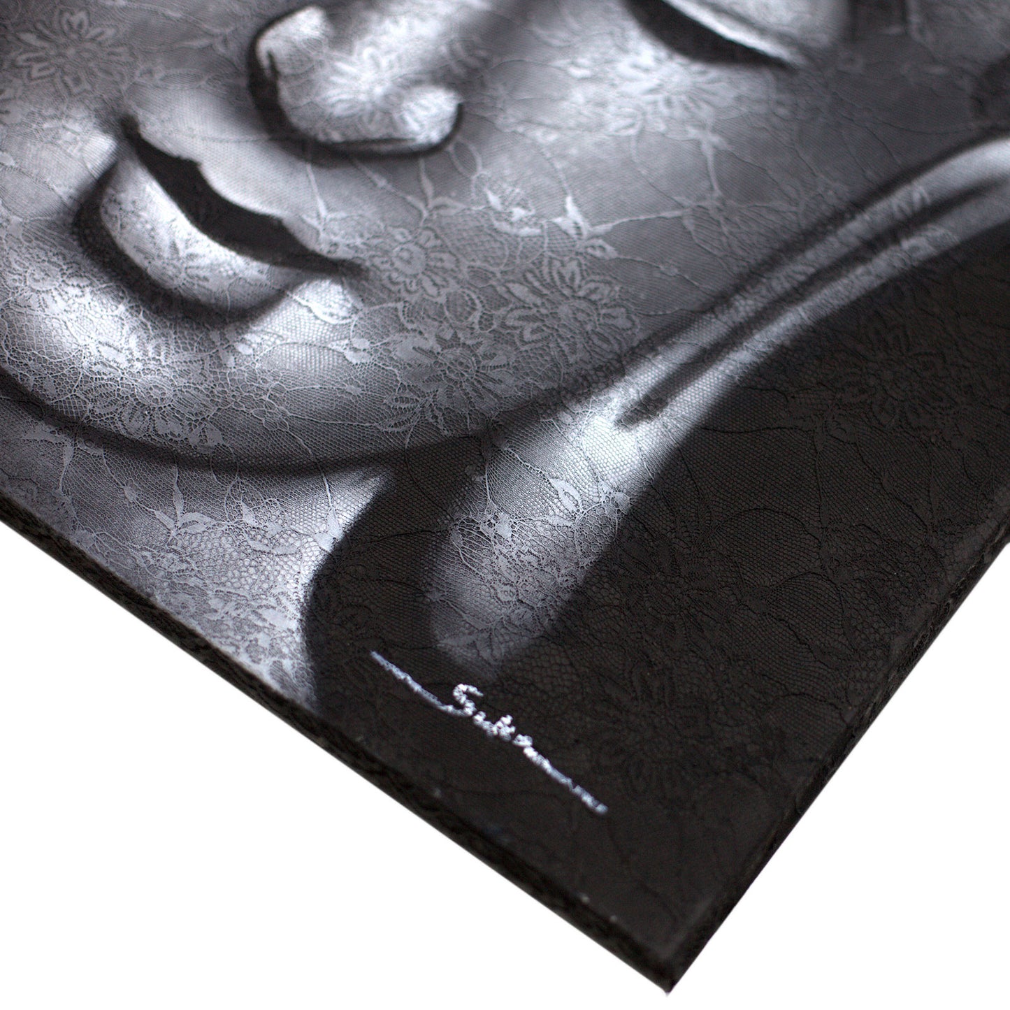 Buddah Painting - Grey Brocade Detail