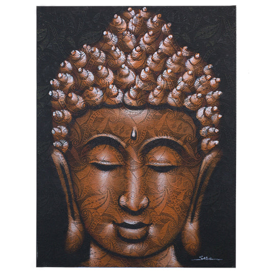 Buddah Painting - Copper Brocade Detail