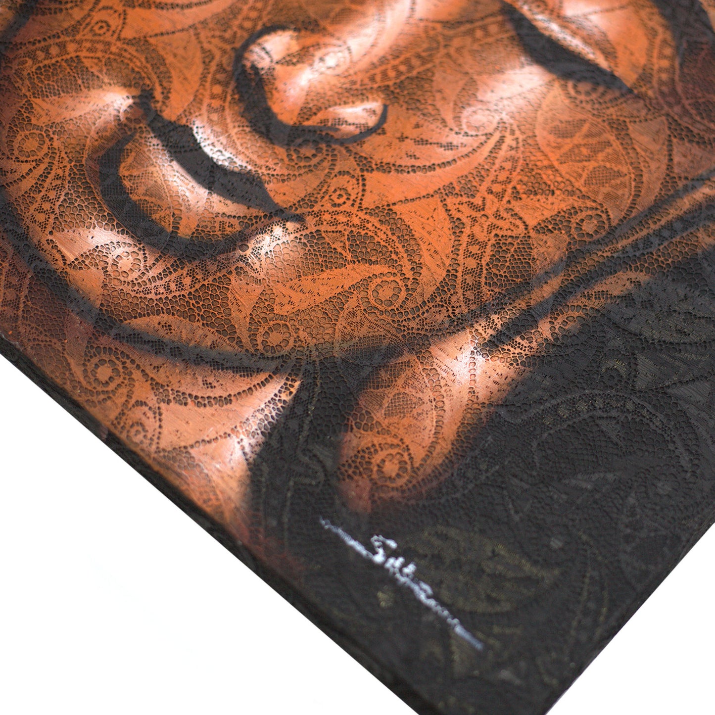 Buddah Painting - Copper Brocade Detail