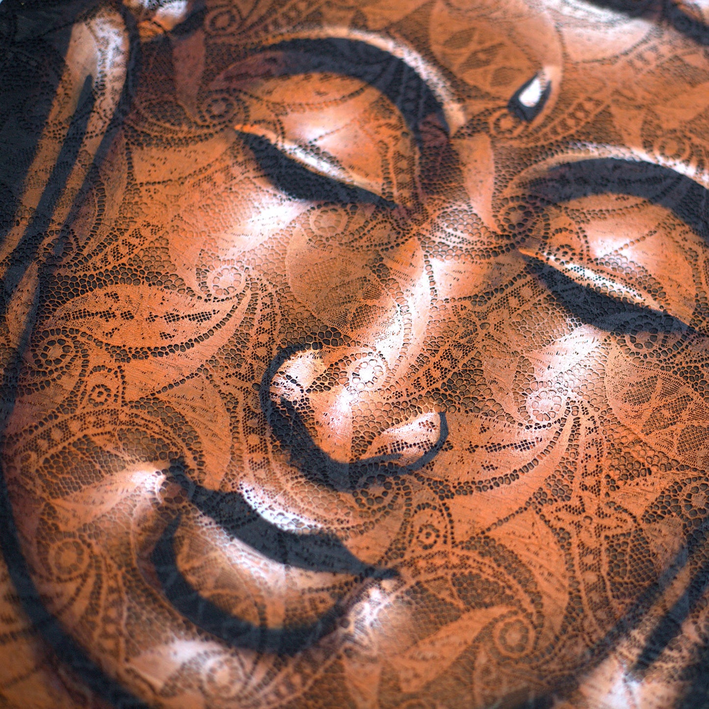 Buddah Painting - Copper Brocade Detail