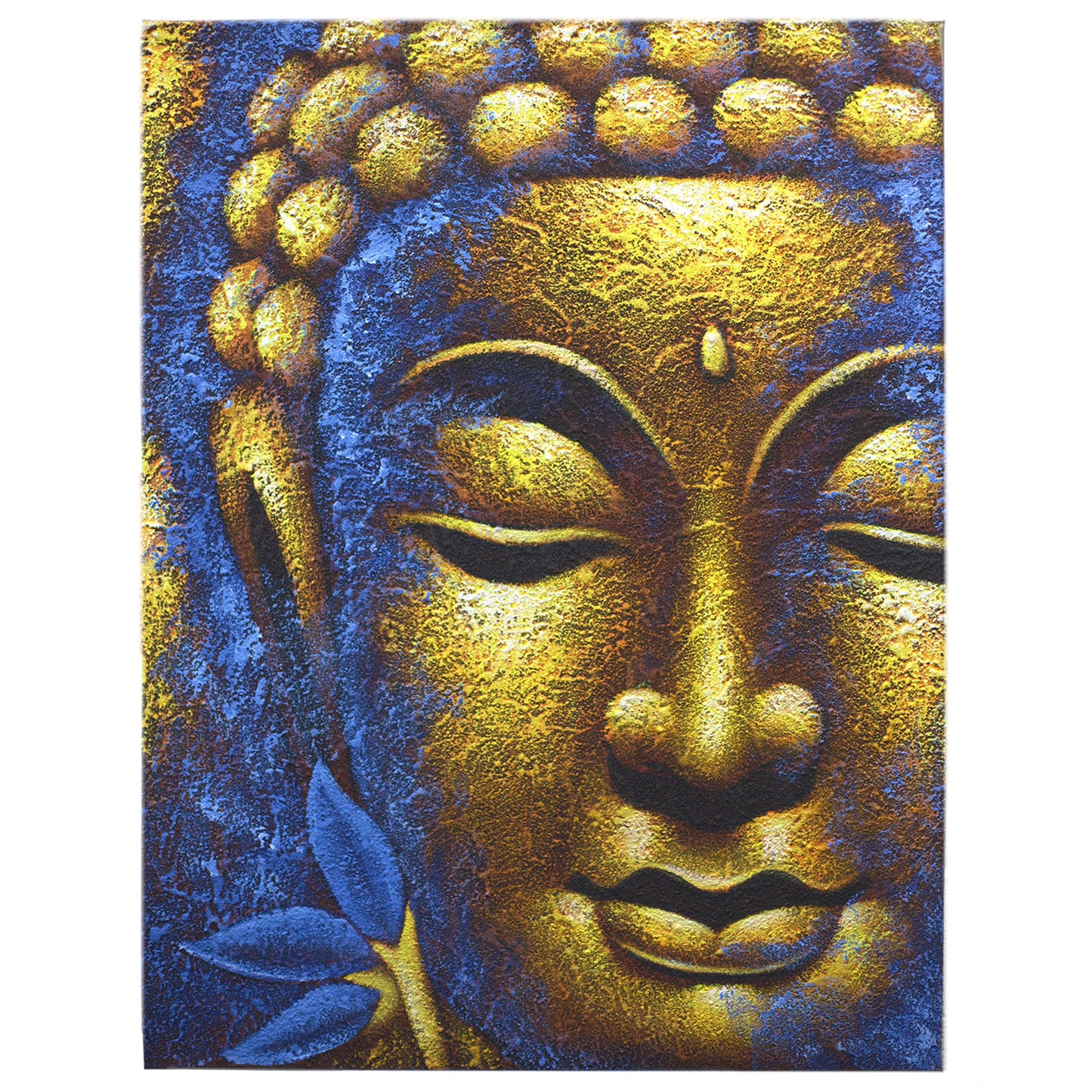 Buddah Painting - Gold Face & Lotus Flower