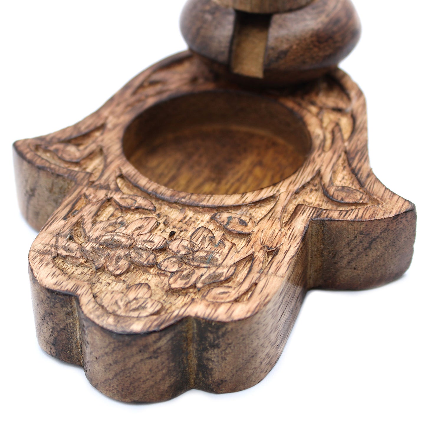 Med Mango Wood Backflow Burner - Hamsa