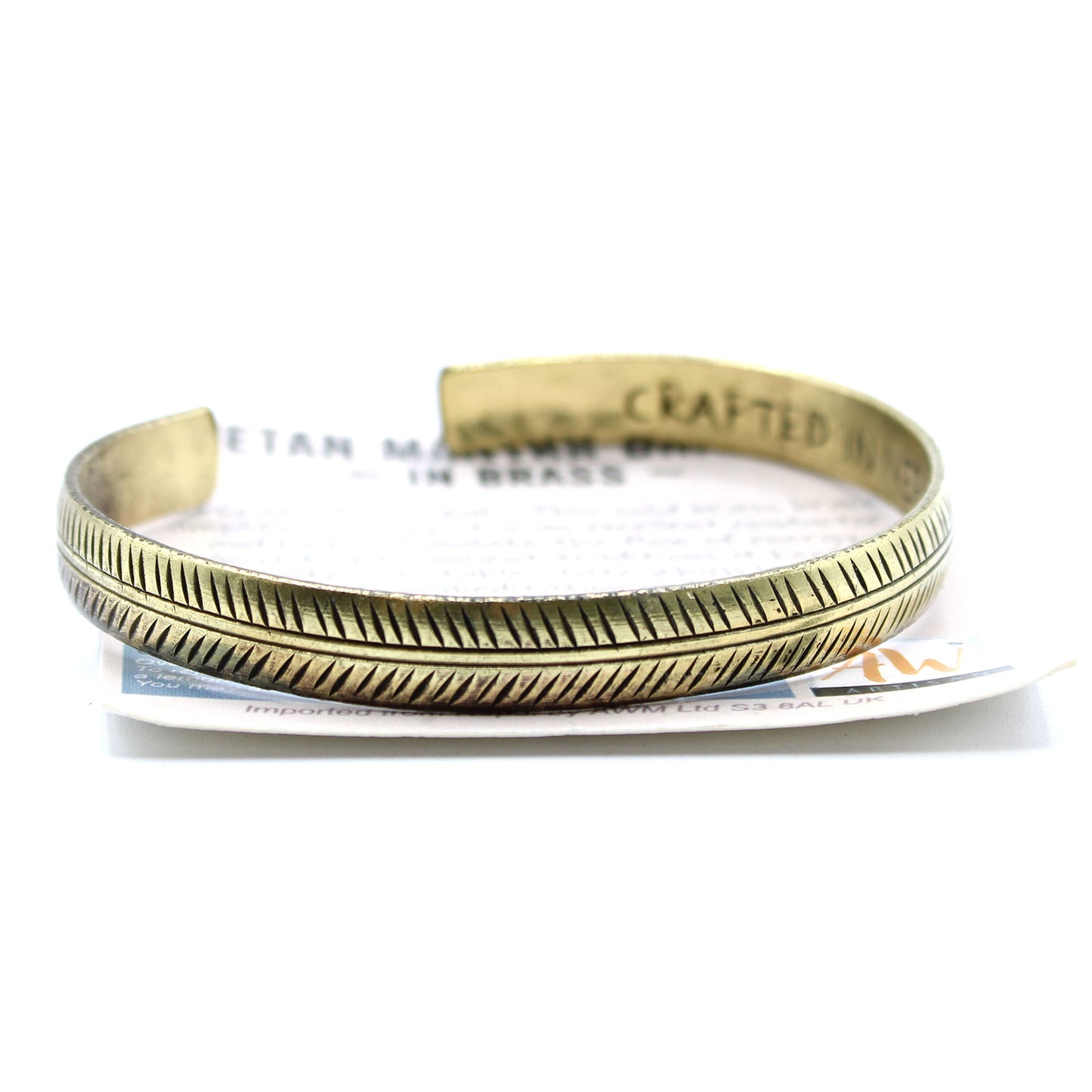 Brass Tibetan Bracelet - Slim Tribal Leaf