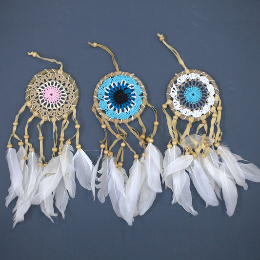 Pack of 6 Pastel Blue Macramé Dream Catcher 9cm (asst colours)