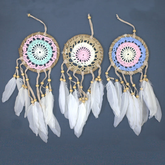 Pack of 6 Pastel Pink Macramé Dream Catcher 12cm (asst colours)