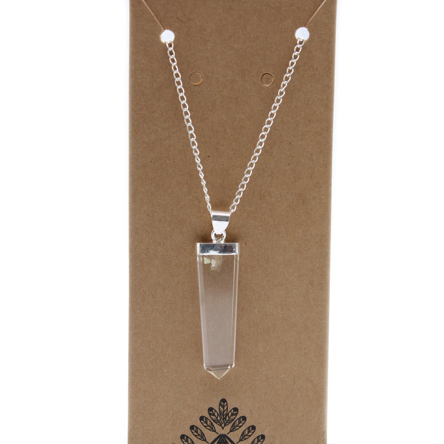 Gemstone Flat Pencil Pendant - Clear Quartz