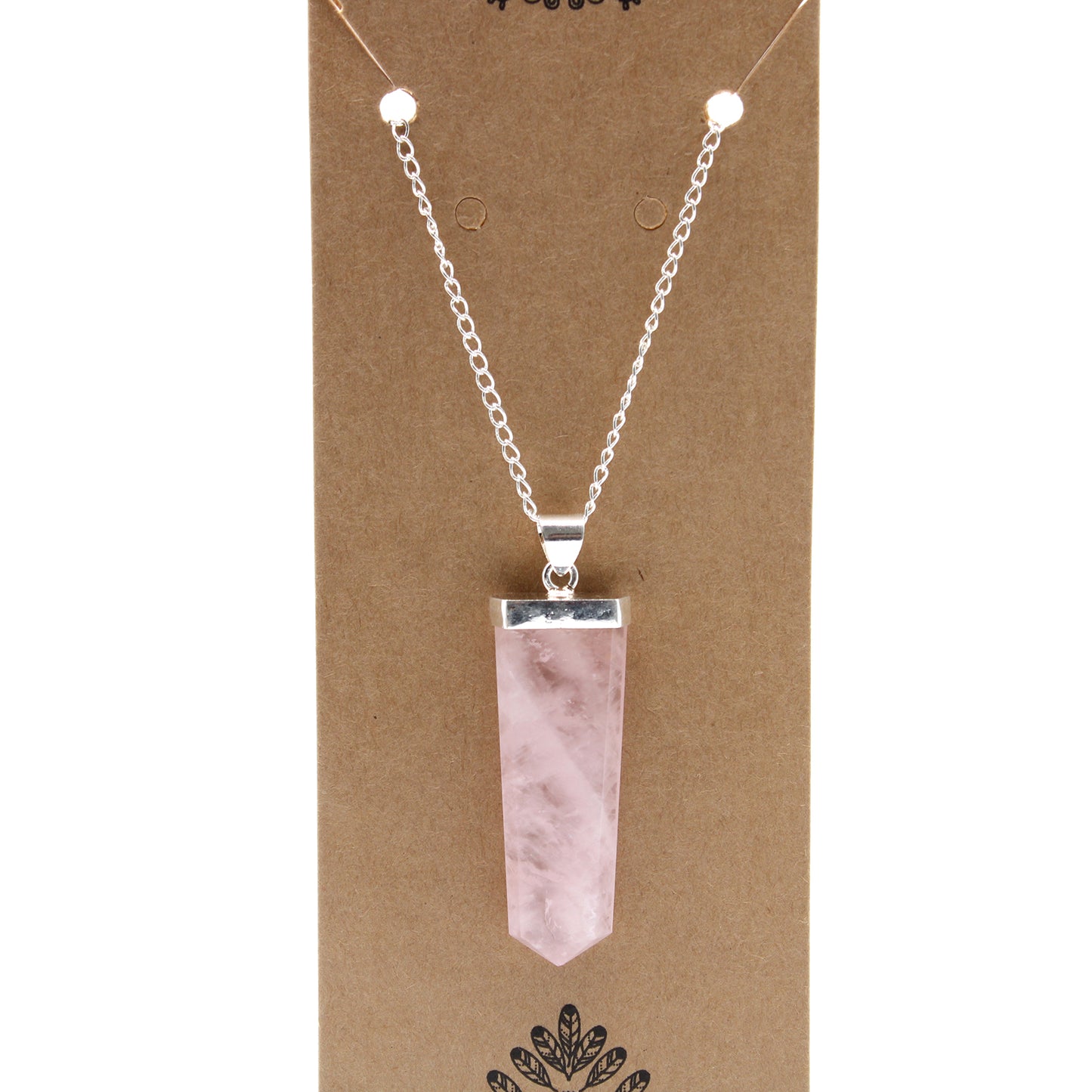 Gemstone Flat Pencil Pendant - Rose Quartz