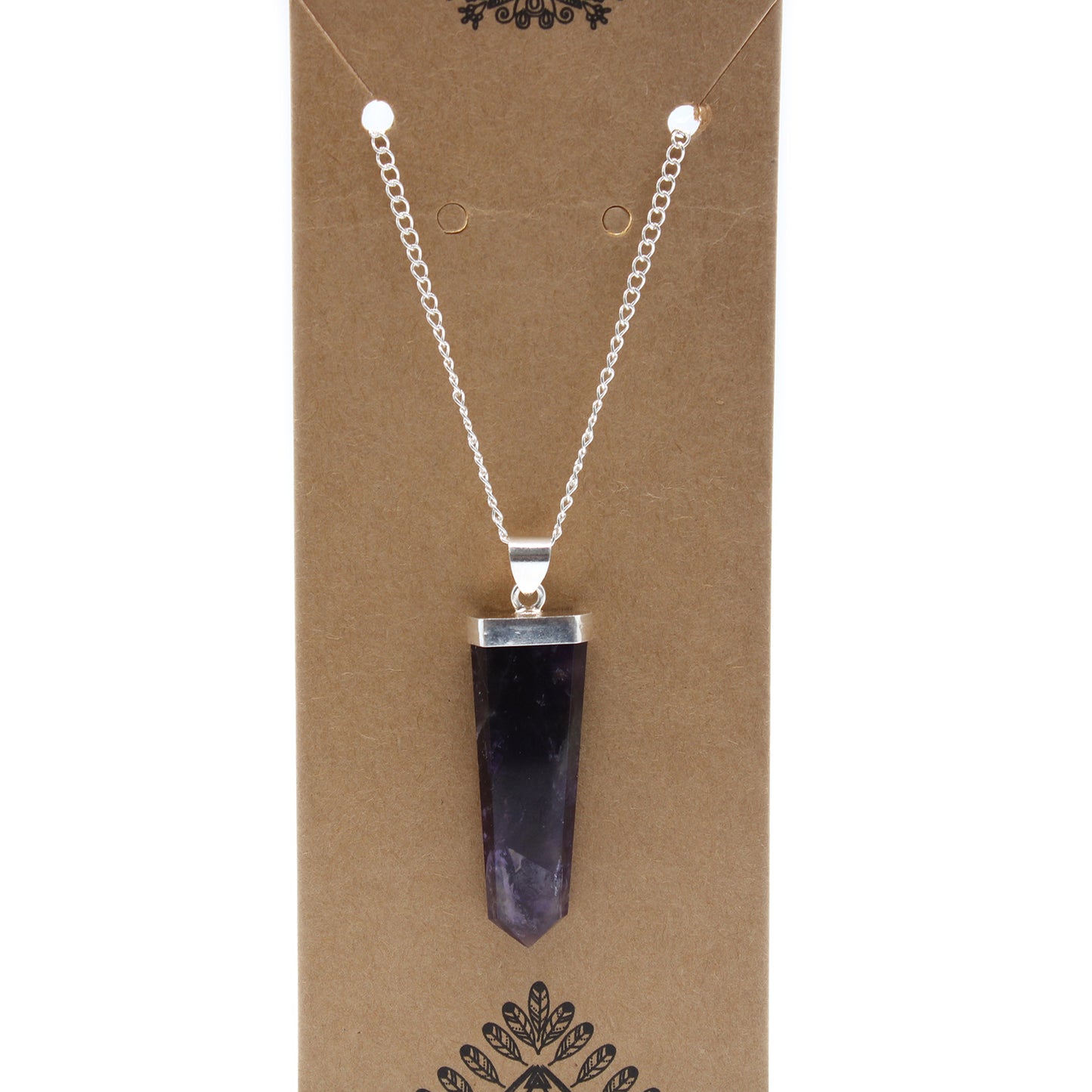 Gemstone Flat Pencil Pendant - Amethyst