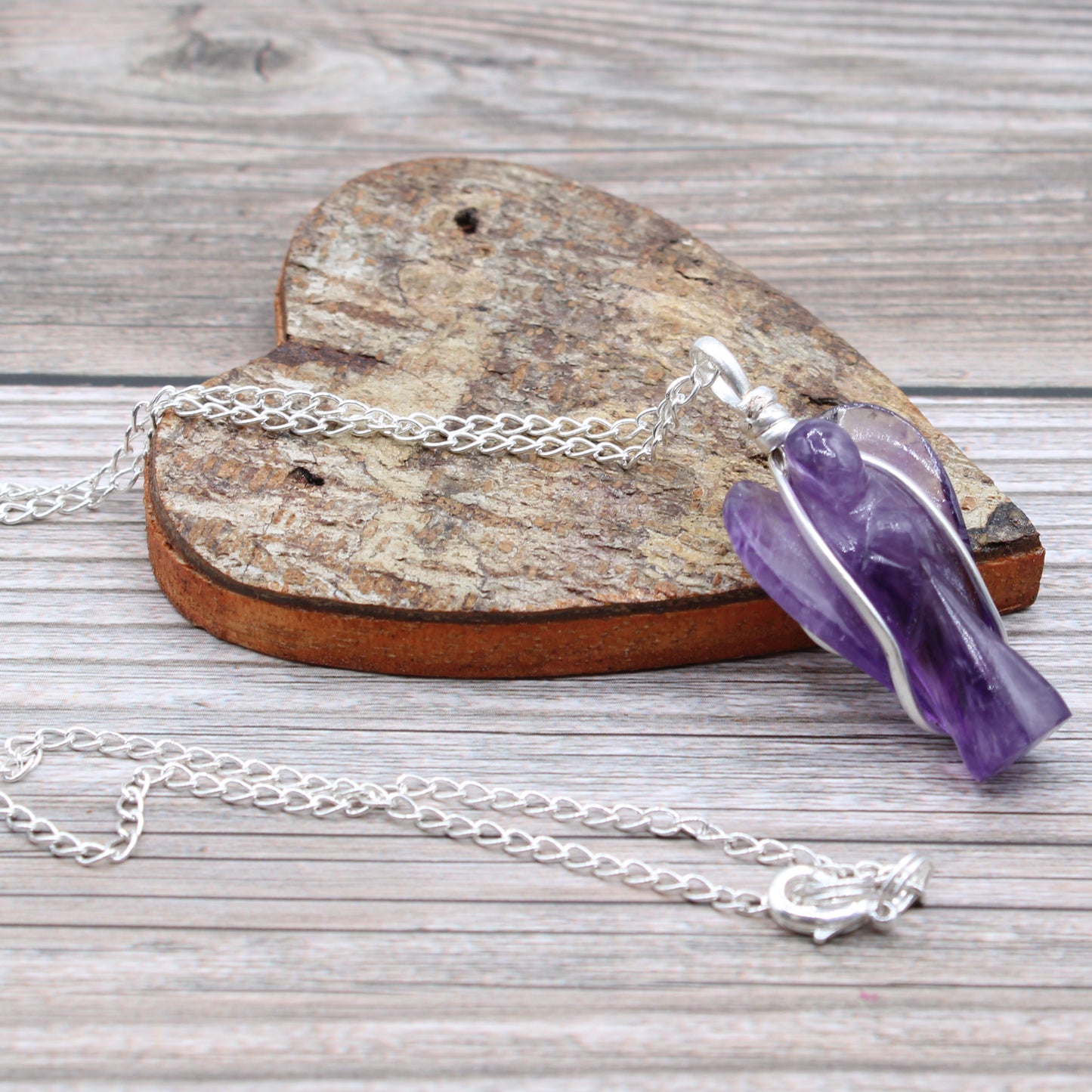 Gemstone Guardian Angel Pendant - Amethyst