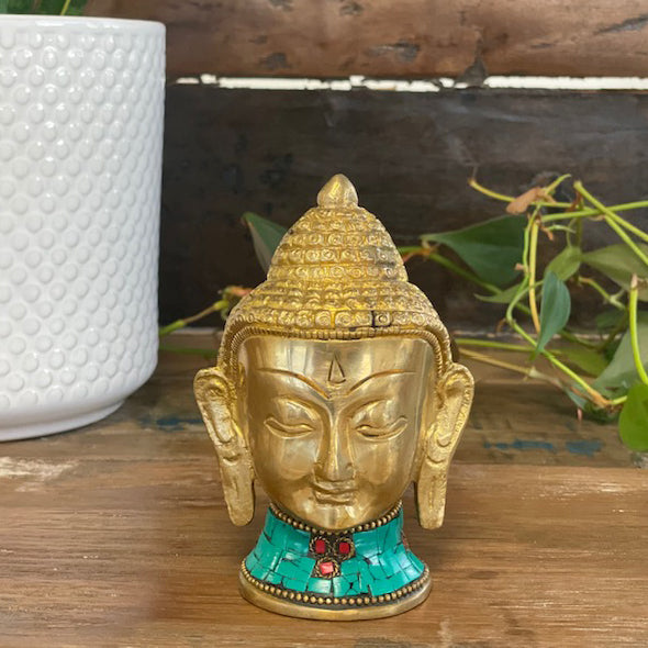 Brass Buddha Figure - Lrg Head - 11.5 cm