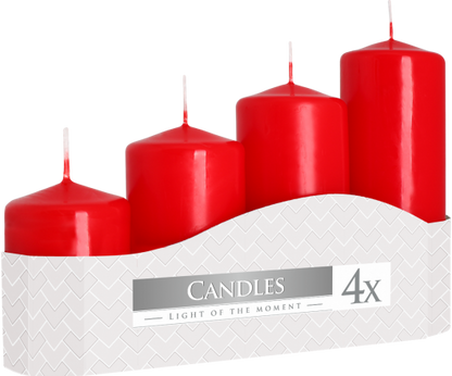 Set of Pillar Candles  50mm (4 pieces) - Red