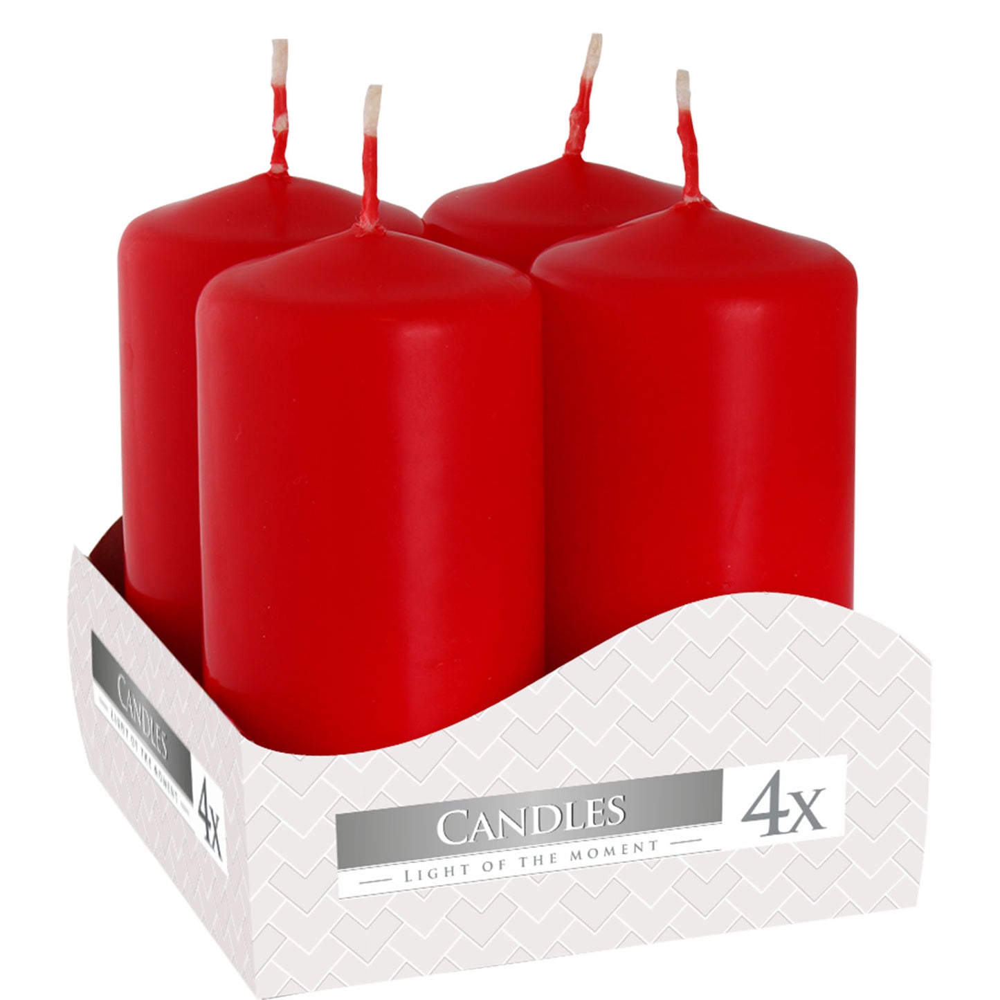 Set of Pillar Candles  40x80mm (4 pieces) - Red