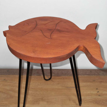 Albasia Wood Fish Plant Stand - Terracotta