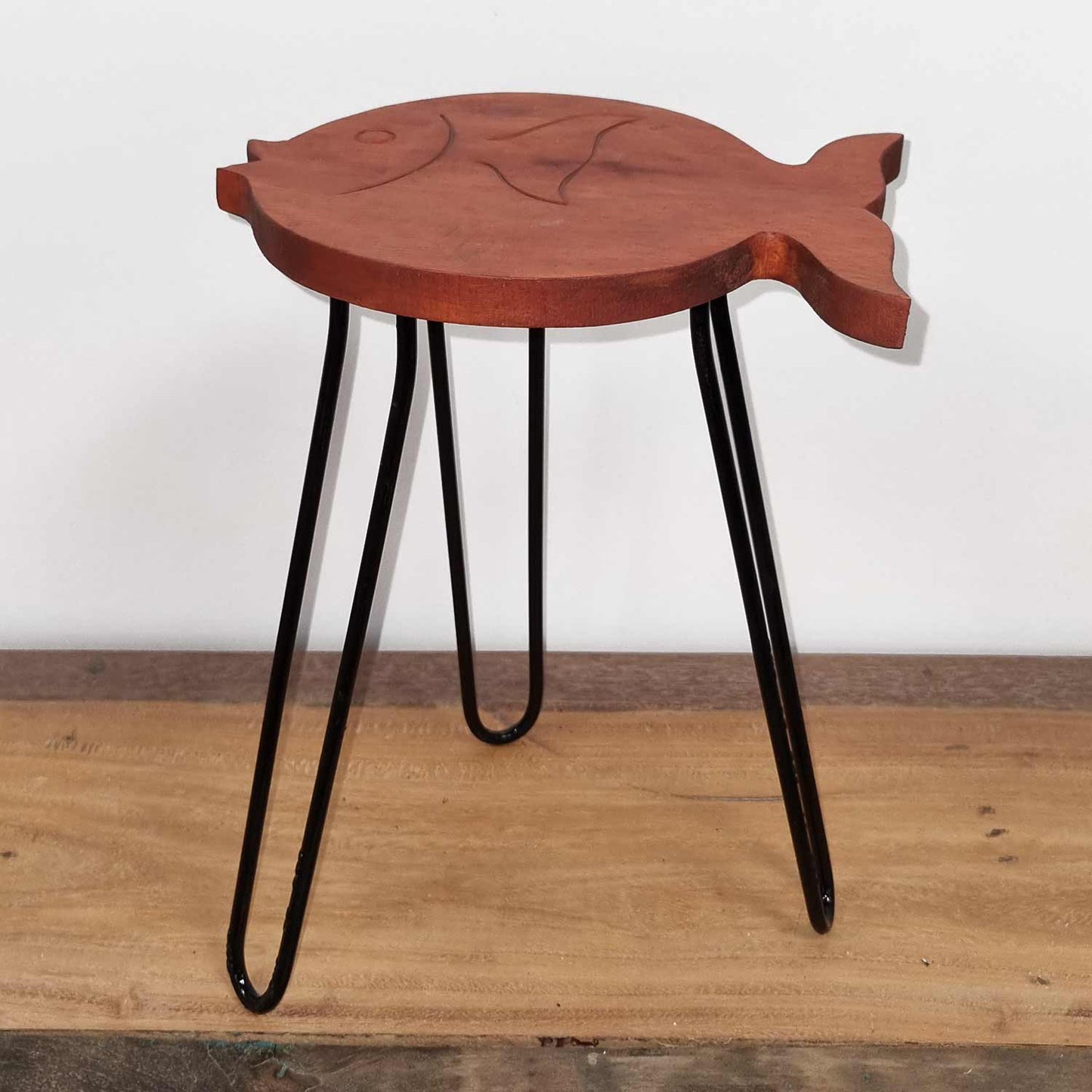 Albasia Wood Fish Plant Stand - Terracotta