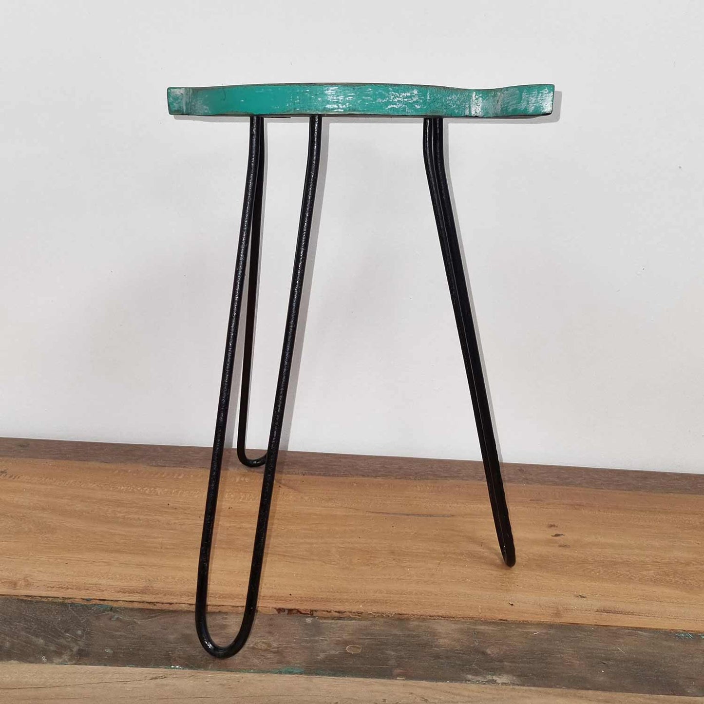 Albasia Wood Fish Plant Stand - Turquoise