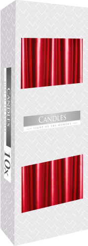 Taper Candle - Red Metalic (10 Pack)