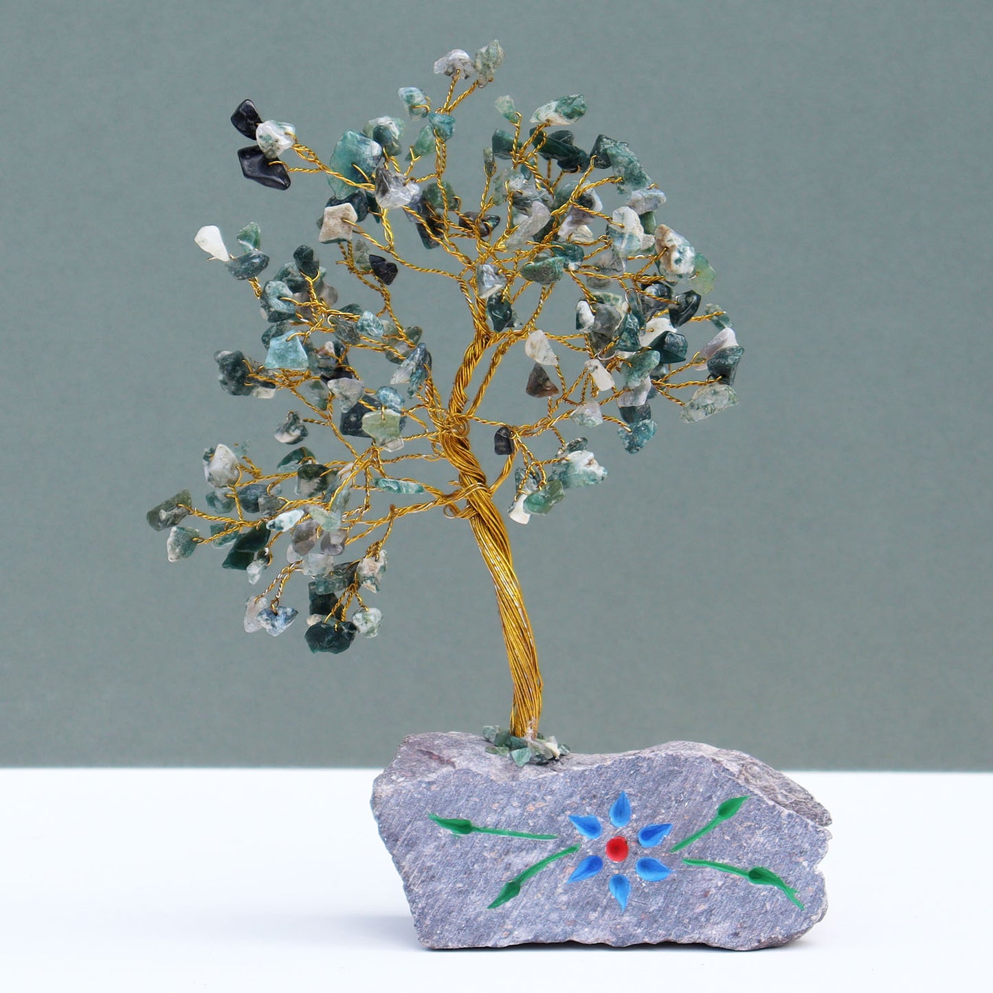 Moss Agate Gemstone Tree - 160 Stones