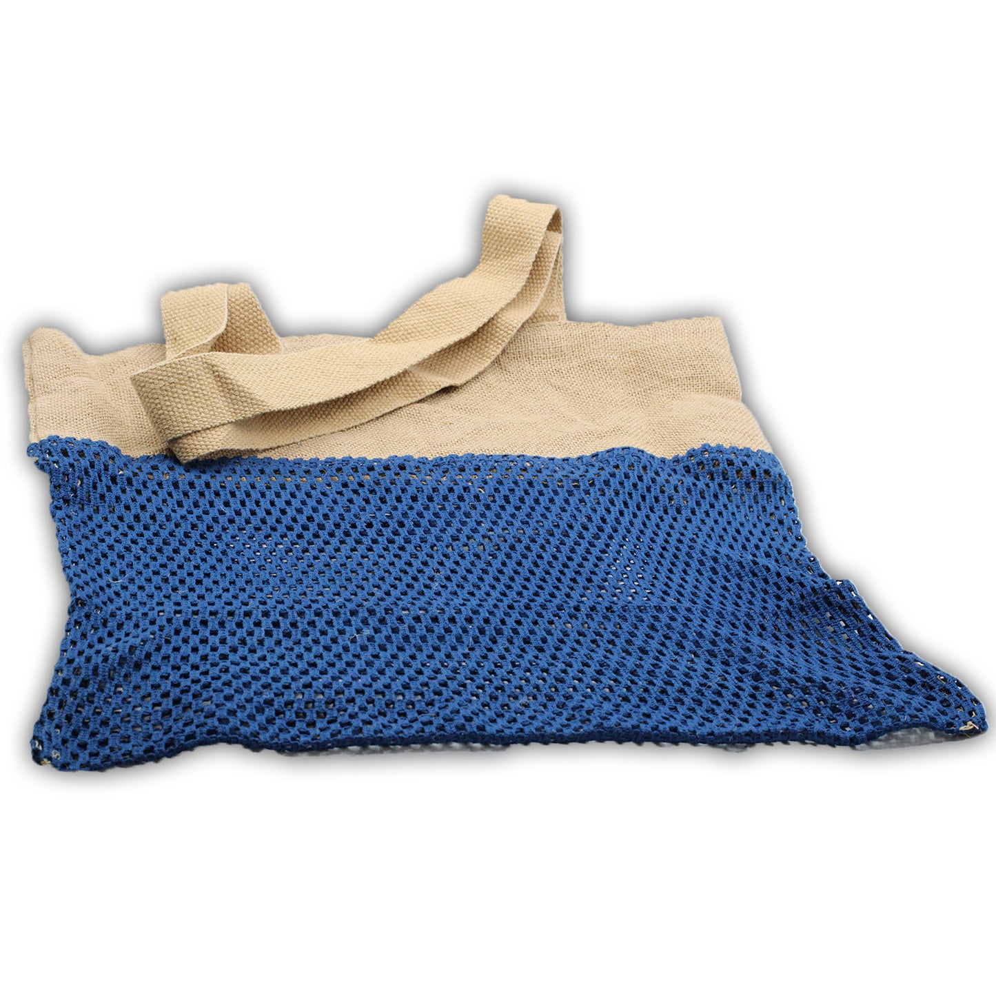 Pure Soft Jute and Cottong Mesh Bag - Denim