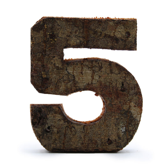 Rustic Bark Number - "5"  - 7cm