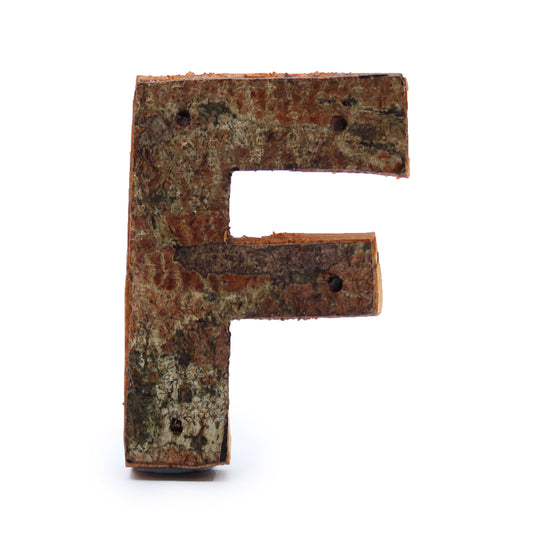 Rustic Bark Letter   - "F"  - 7cm