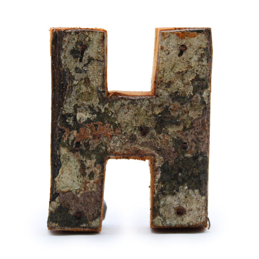 Rustic Bark Letter   - "H"  - 7cm