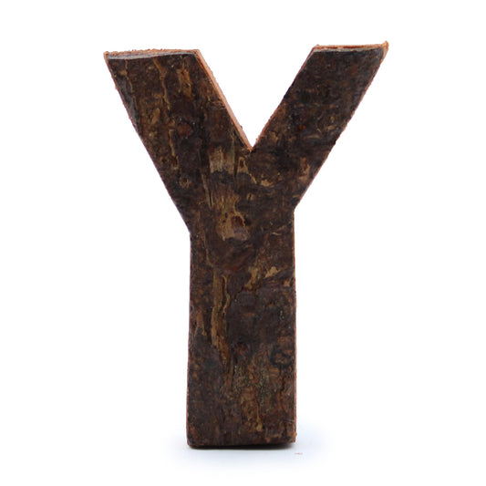 Rustic Bark Letter   - "Y"  - 7cm