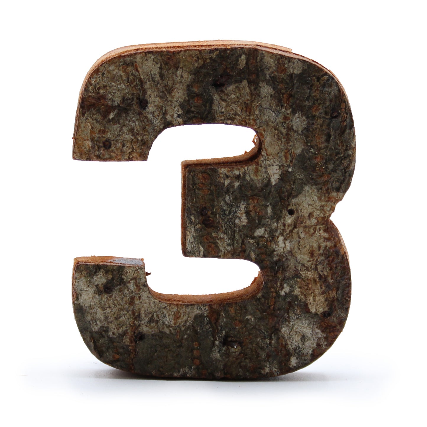 Rustic Bark Number - "3"  - 7cm