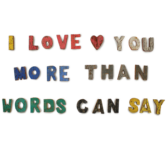 Colour Rustic Bark Letters - I love you more than words can say(28)