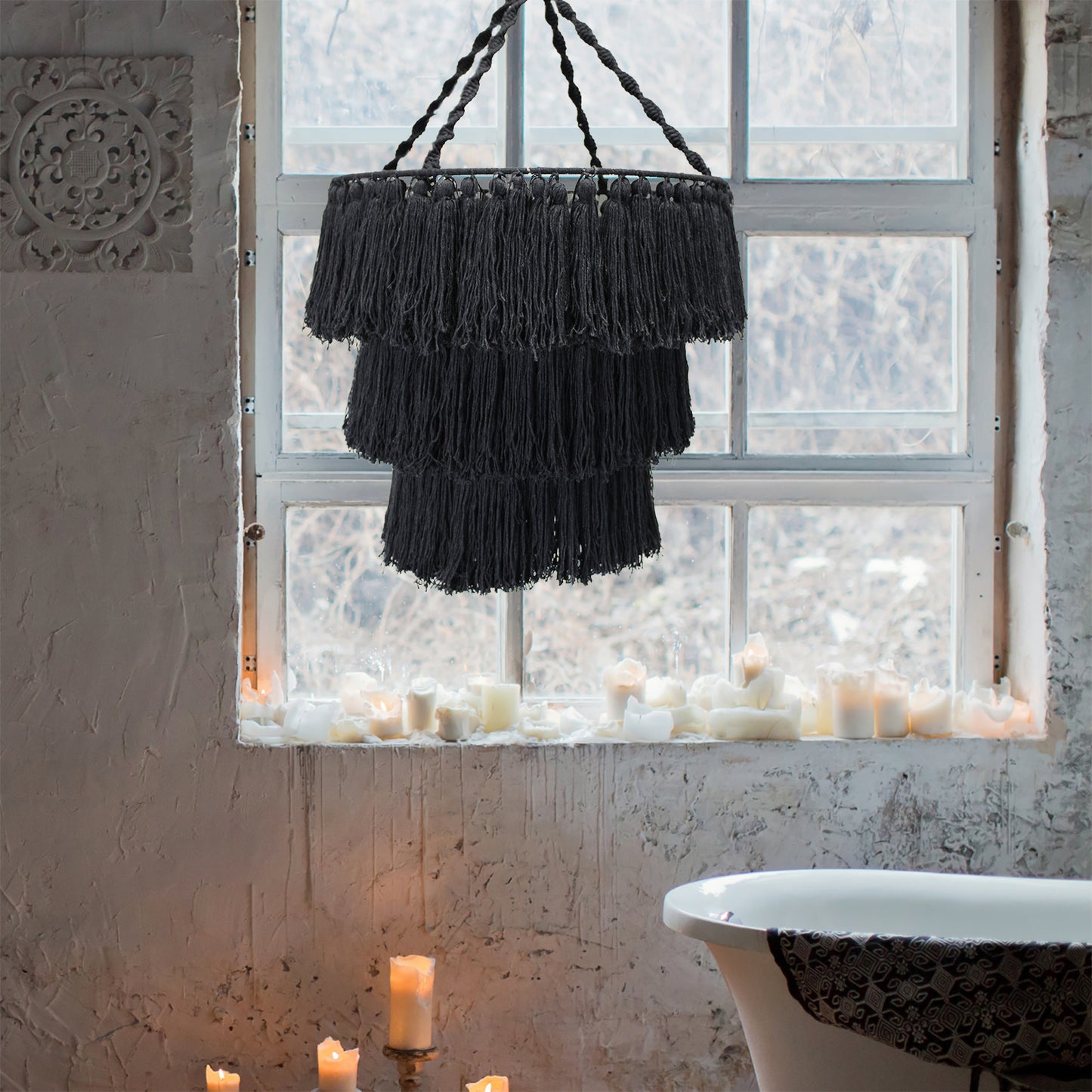 Macrame Soft Chandelier - Black