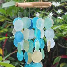 Blue & Pearl Driftwood Cross Windchime