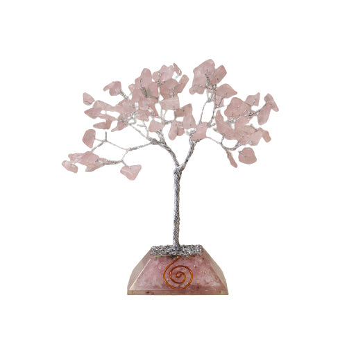 Gemstone Tree with Organite Base - 80 Stone - Rose Quartz