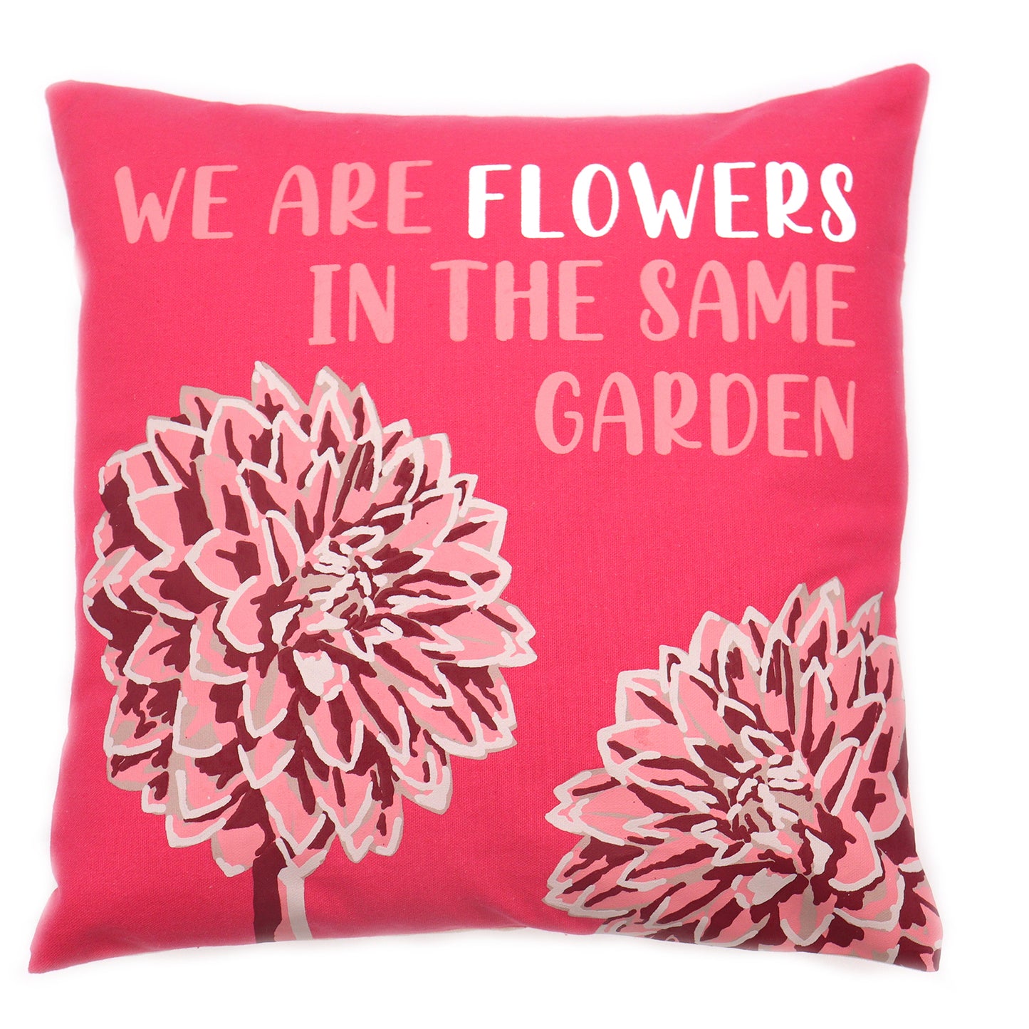 Printed Cotton Cushion Cover - We are Flowers - Pink