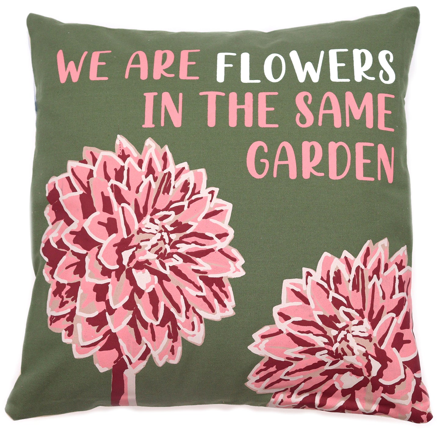 Printed Cotton Cushion Cover - We are Flowers - Natural