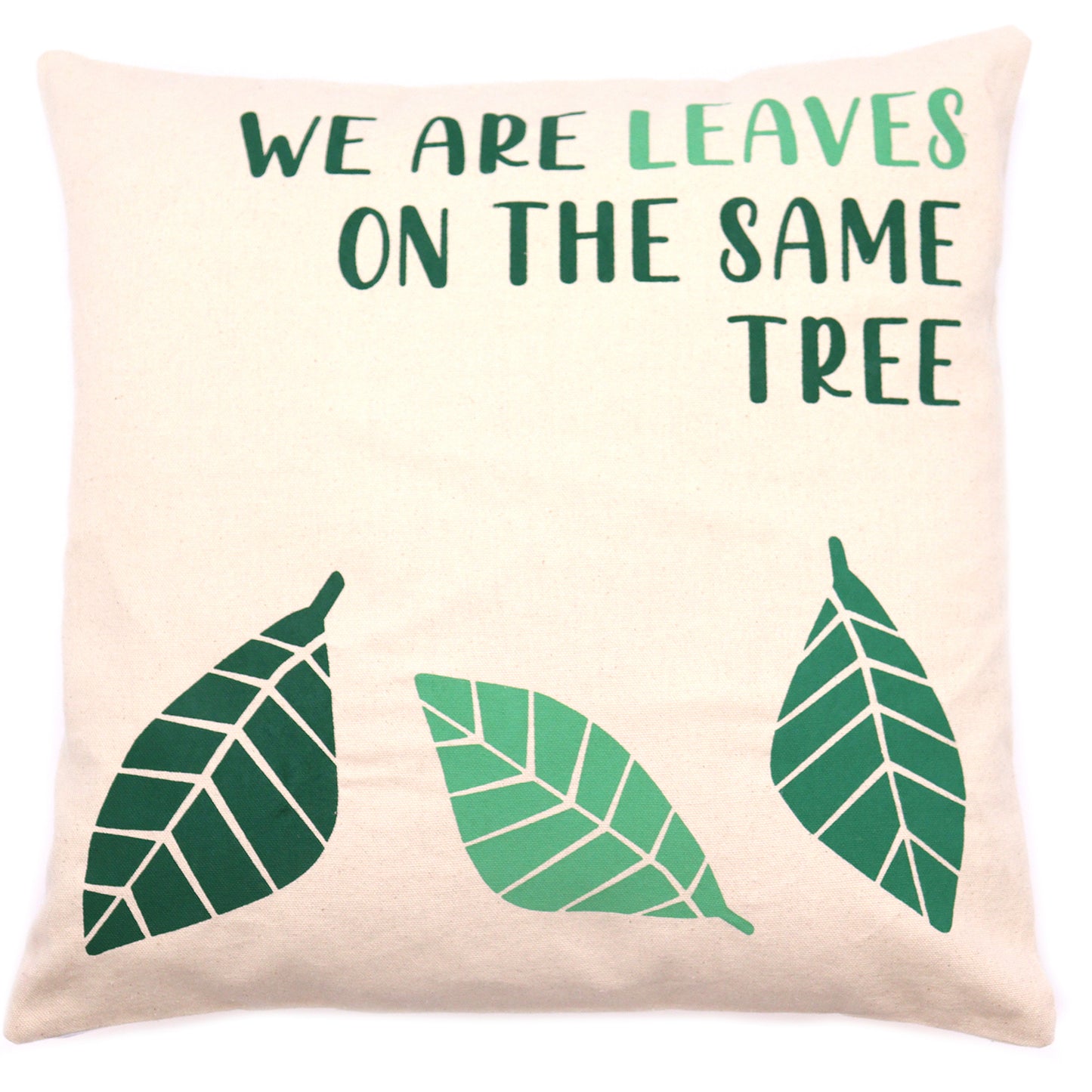 Printed Cotton Cushion Cover - We are Leaves - Yellow