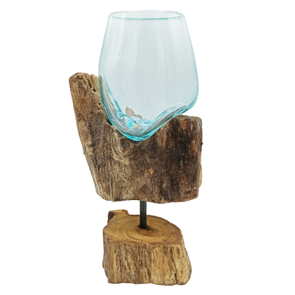 Molten Glass on Wood with Stand - Medium Bowl