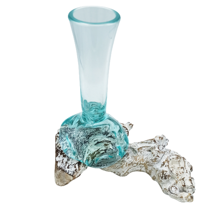 Molten Glass on Whitewash Wood - Vase - Medium