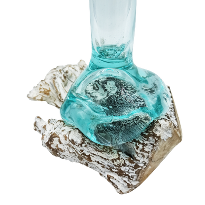 Molten Glass on Whitewash Wood - Vase - Medium