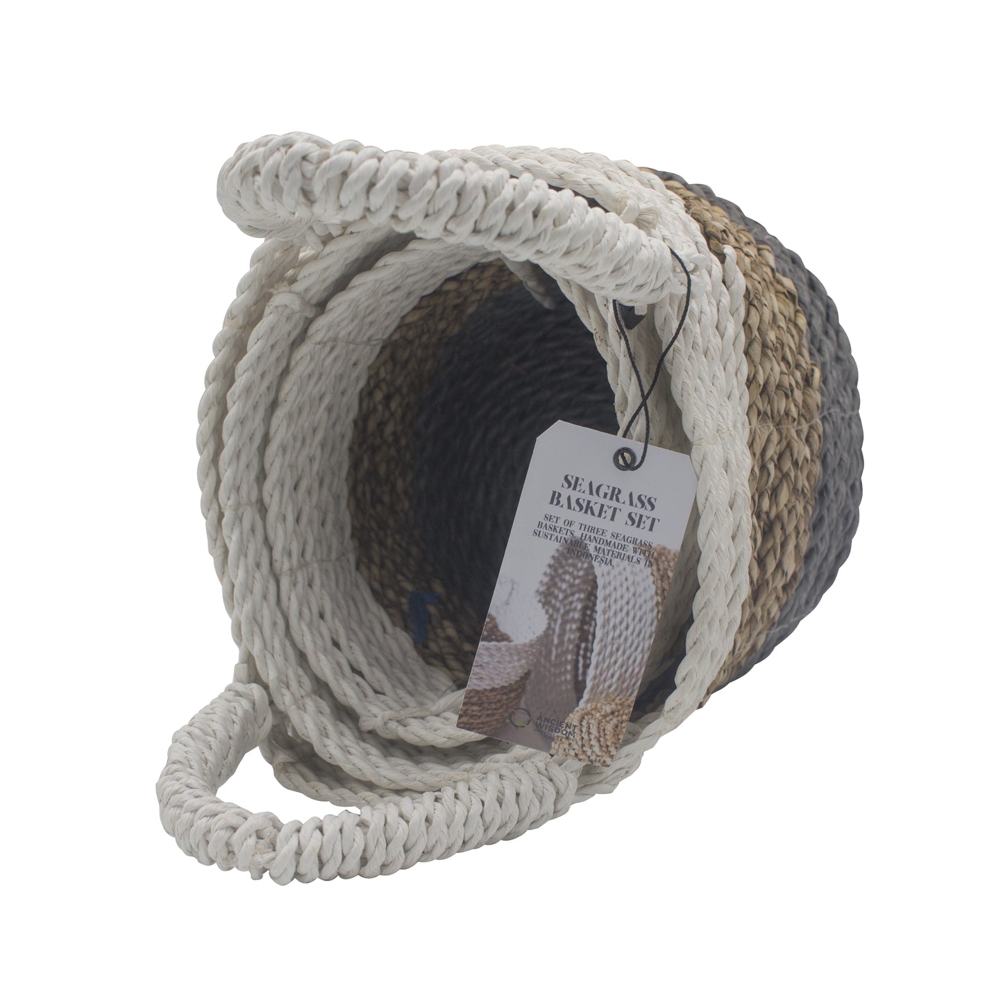 Seagrass Basket Set of 3 - Grey / Natural / White