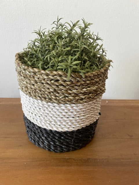 Seagrass Basket Set of 3 - Dark Grey / White / Natural