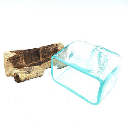 Molten Glass Tank on Wood with Stand - Small Bowl