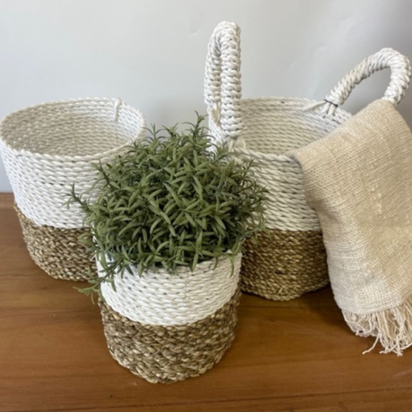 Seagrass Basket Set of 3 - Natural White