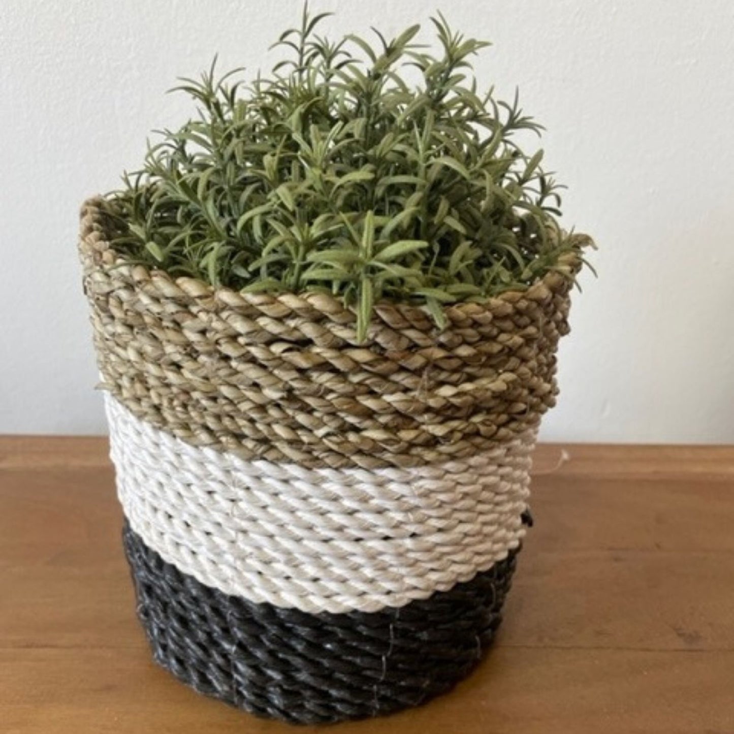 Seagrass Basket Set of 3 - Dark Grey / White / Natural