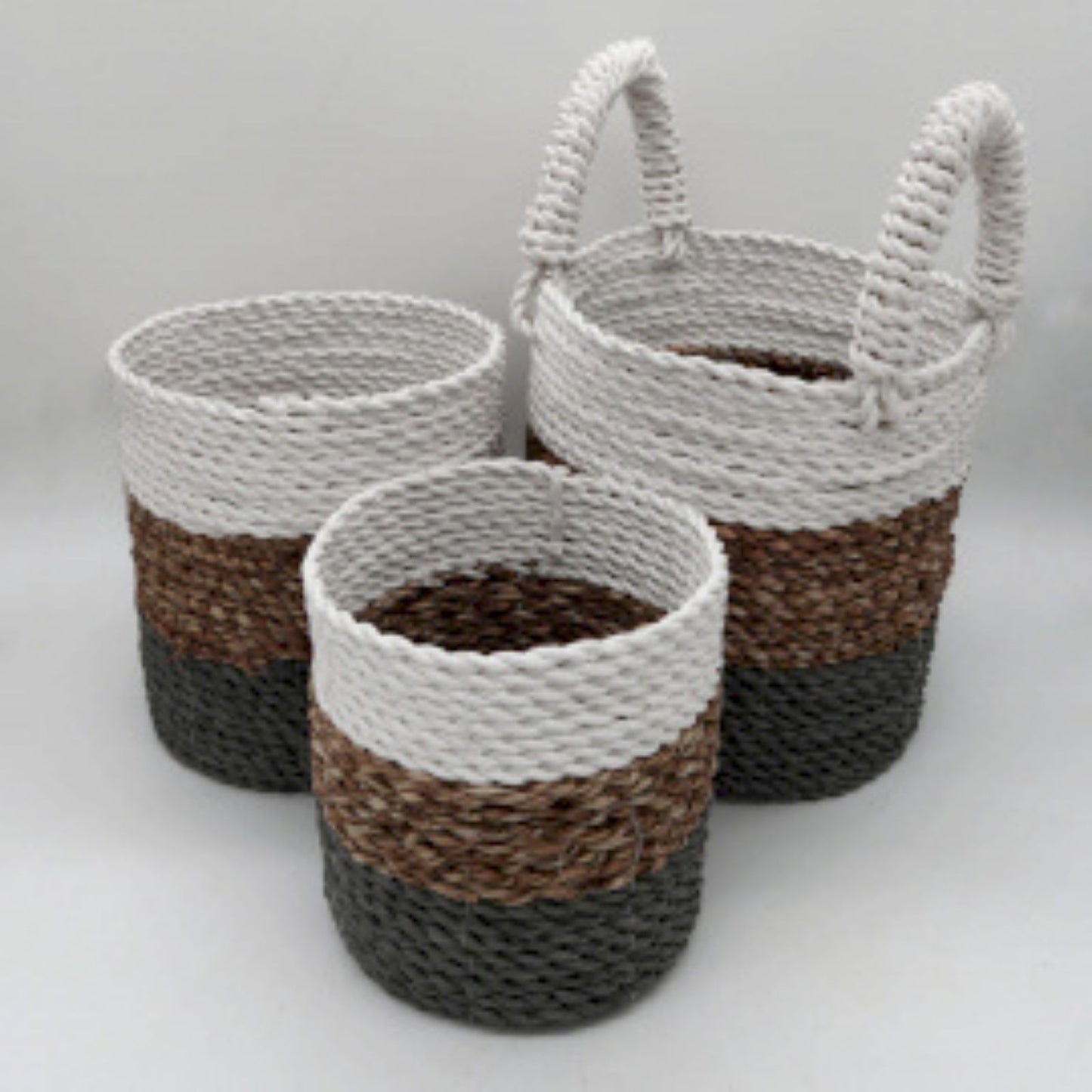 Seagrass Basket Set of 3 - Grey / Natural / White