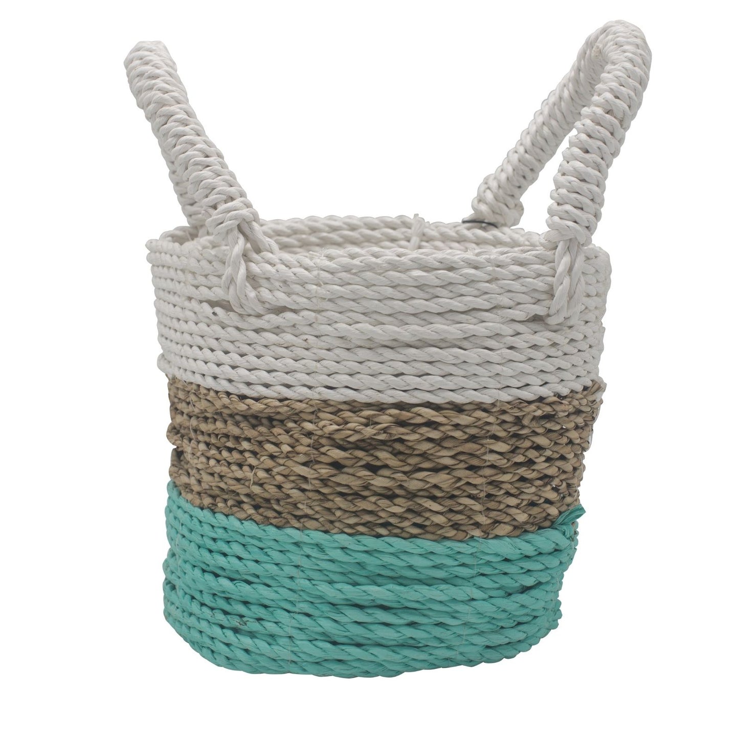 Seagrass Basket Set of 3 - Green / Natural / White