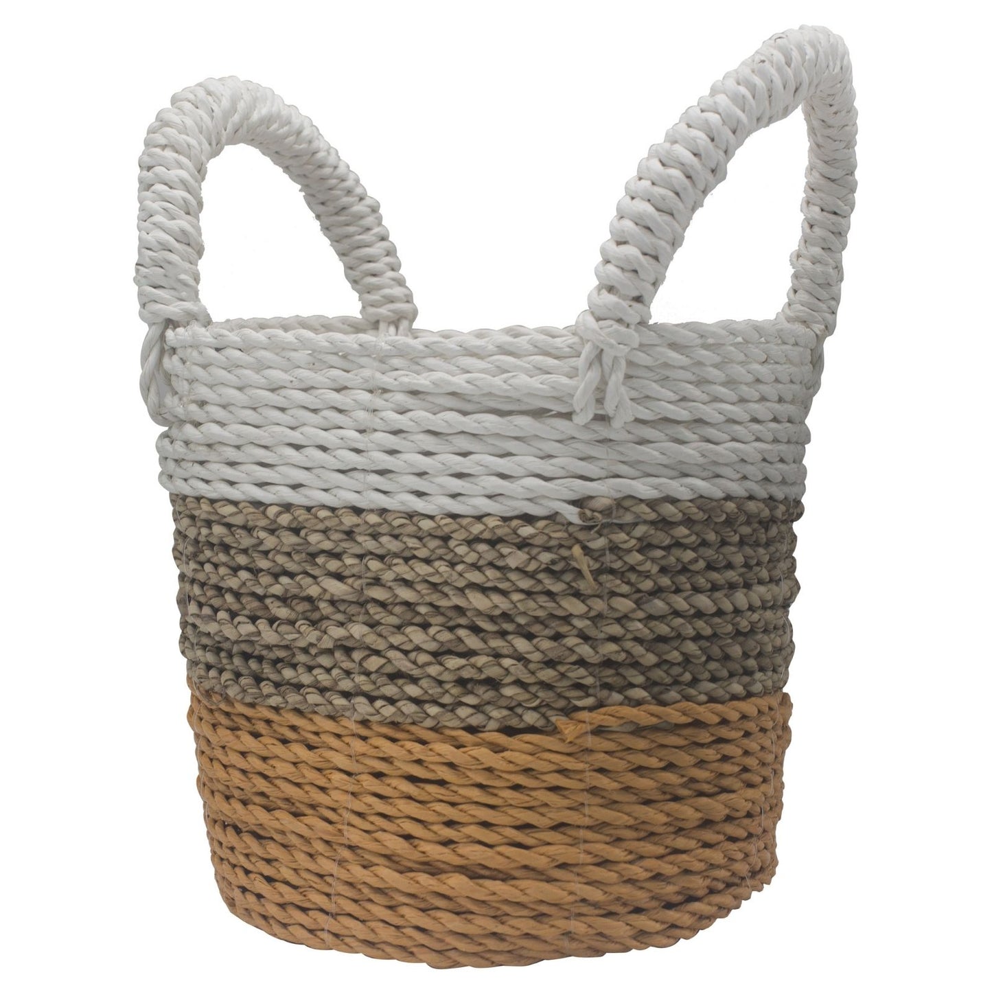 Seagrass Basket Set of 3 - Orange / Natural / White